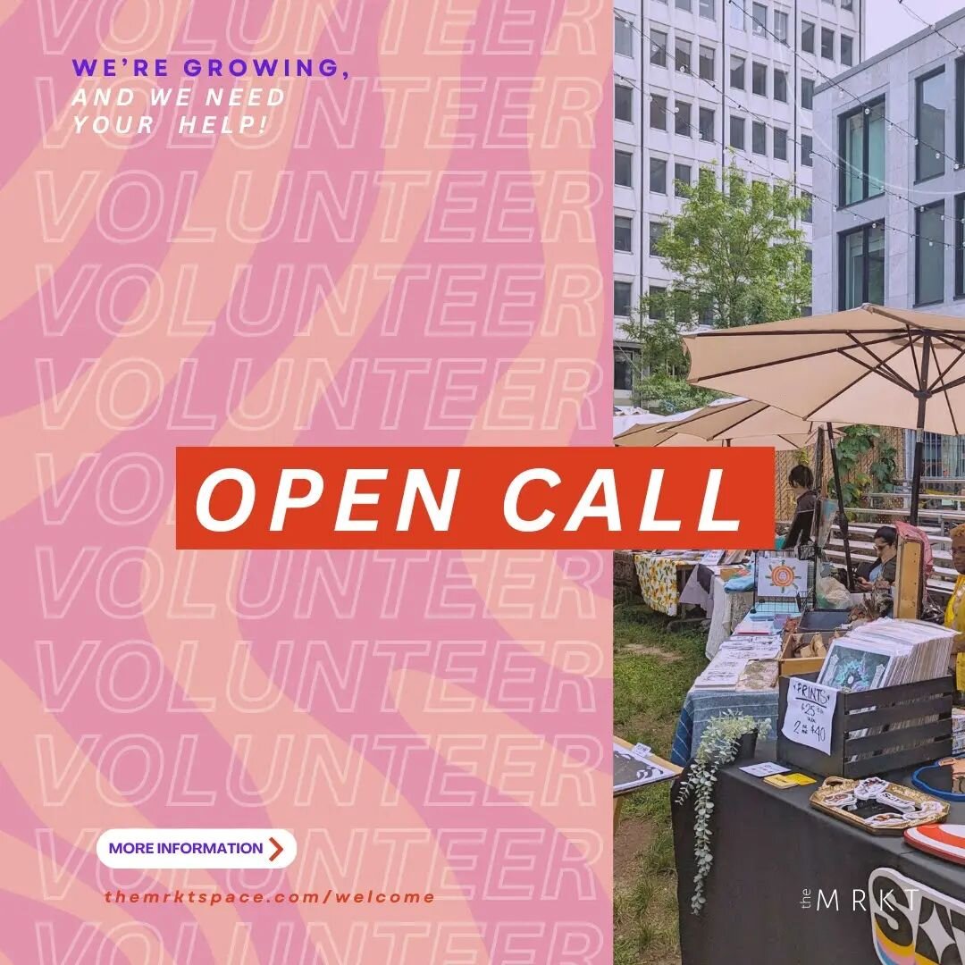 TheMRKT is growing! 🌿✨☀️ As we expand our programming, we're looking for volunteers to help ensure that our events run smoothly and we continue offering a supportive, equitable and low cost space for creatives to sell their work, be platformed and c