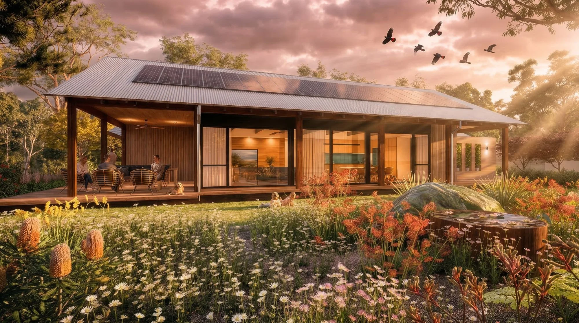 Architecturally inspired homes with high ceilings , natural materials and a strong connection to outdoors.