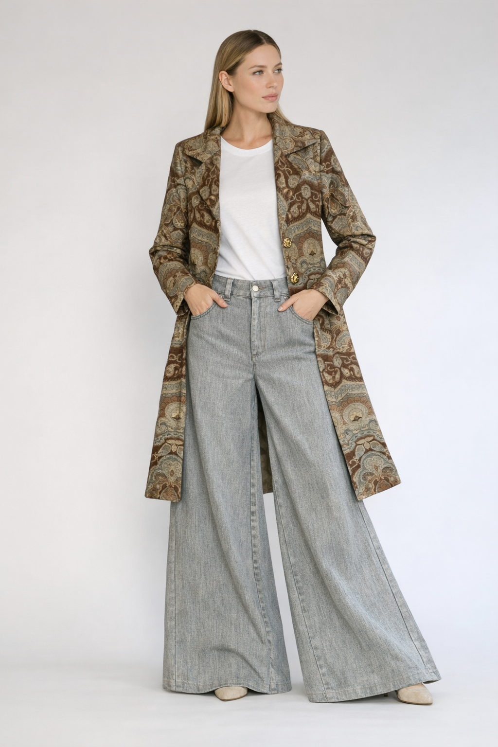 Kamali Paisley Duster Coat