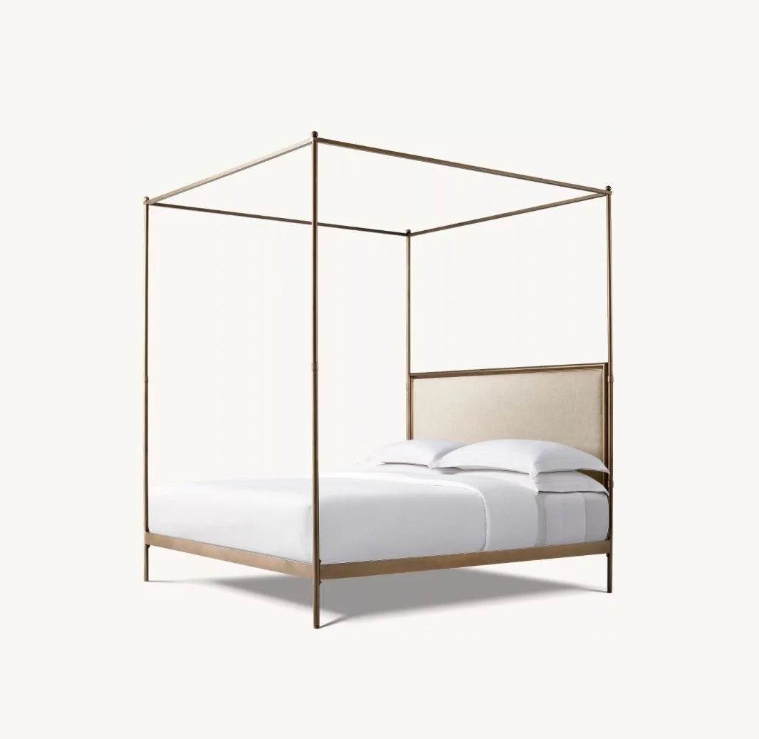 Restoration Hardware-19th C. French Iron Fabric Panel Canopy Bed