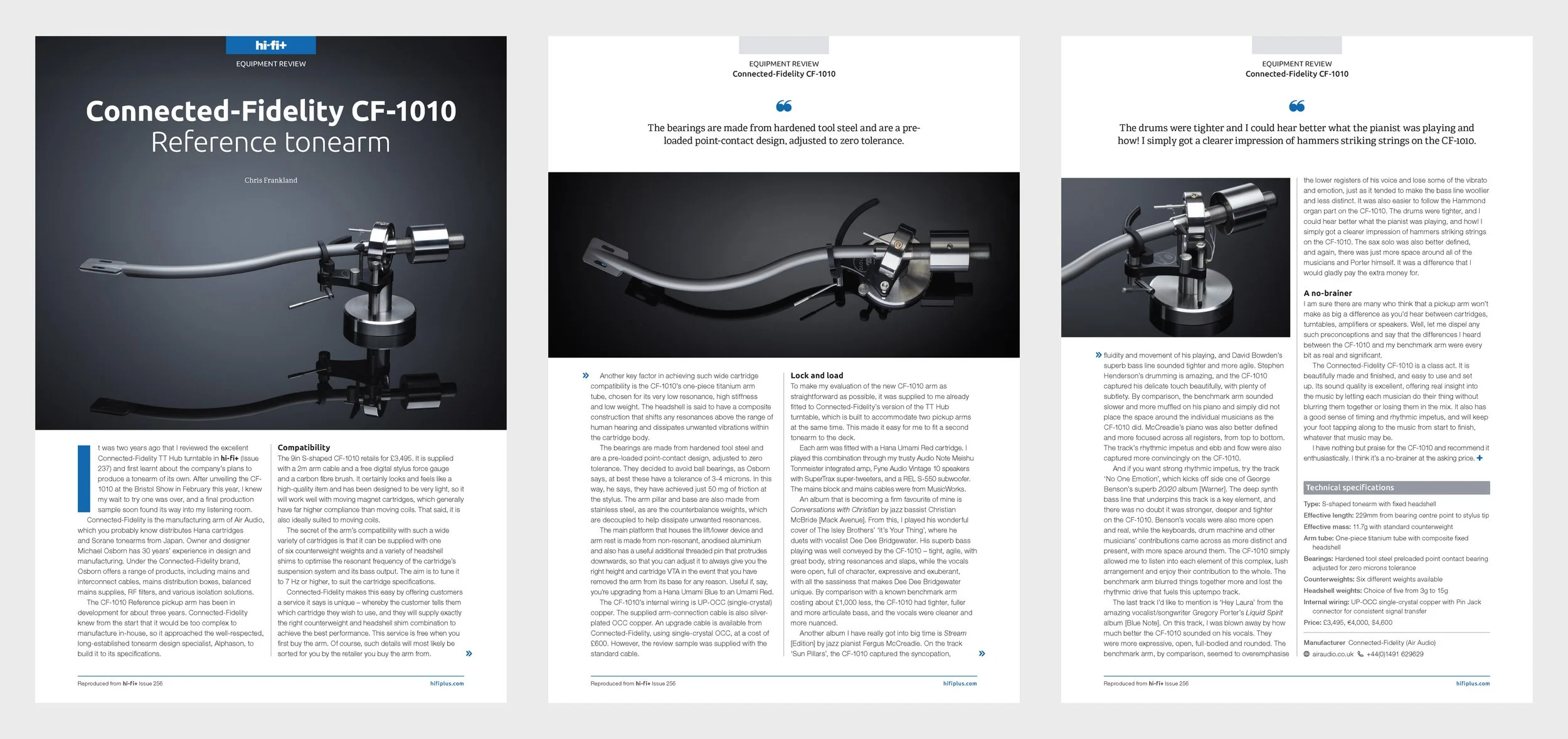Hi-Fi+ on the CF-1010 Reference Tonearm: “A No-Brainer at the Asking Price”