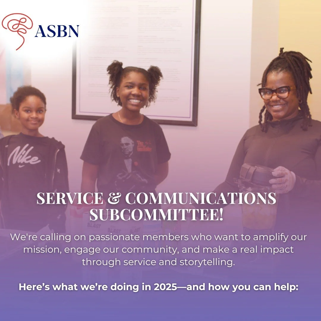 Are you ready to lead, create, and serve? The ASBN Service &amp; Communications Subcommittee is recruiting for 2025 and we need YOU.

Join the ASBN Service &amp; Communications Subcommittee and help us:
📢 Amplify Black voices in neurosurgery
🧠 Brin
