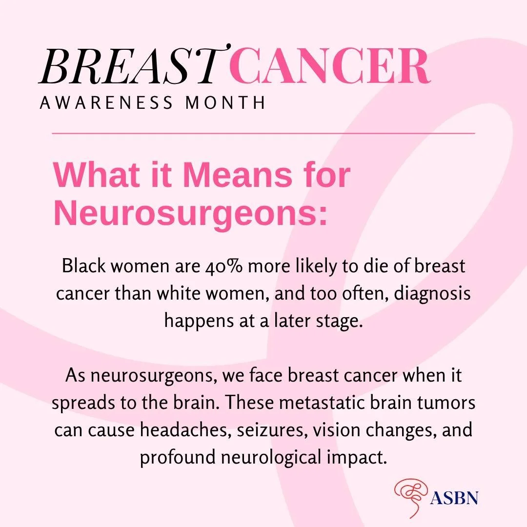 🧠💗 Breast Cancer Awareness from a Neurosurgical Lens. While breast cancer primarily affects the breast tissue, advanced cases can spread (metastasize) to the brain &mdash; leading to neurological symptoms like headaches, vision changes, or even cog