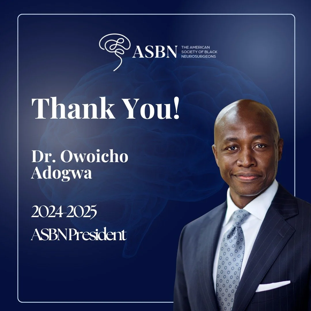 As we close the 2024&ndash;2025 chapter, we want to extend our deepest gratitude to Dr. Owoicho Adogwa, whose leadership, dedication, and vision have helped strengthen our mission to advance diversity, mentorship, and excellence in neurosurgery. 

Yo