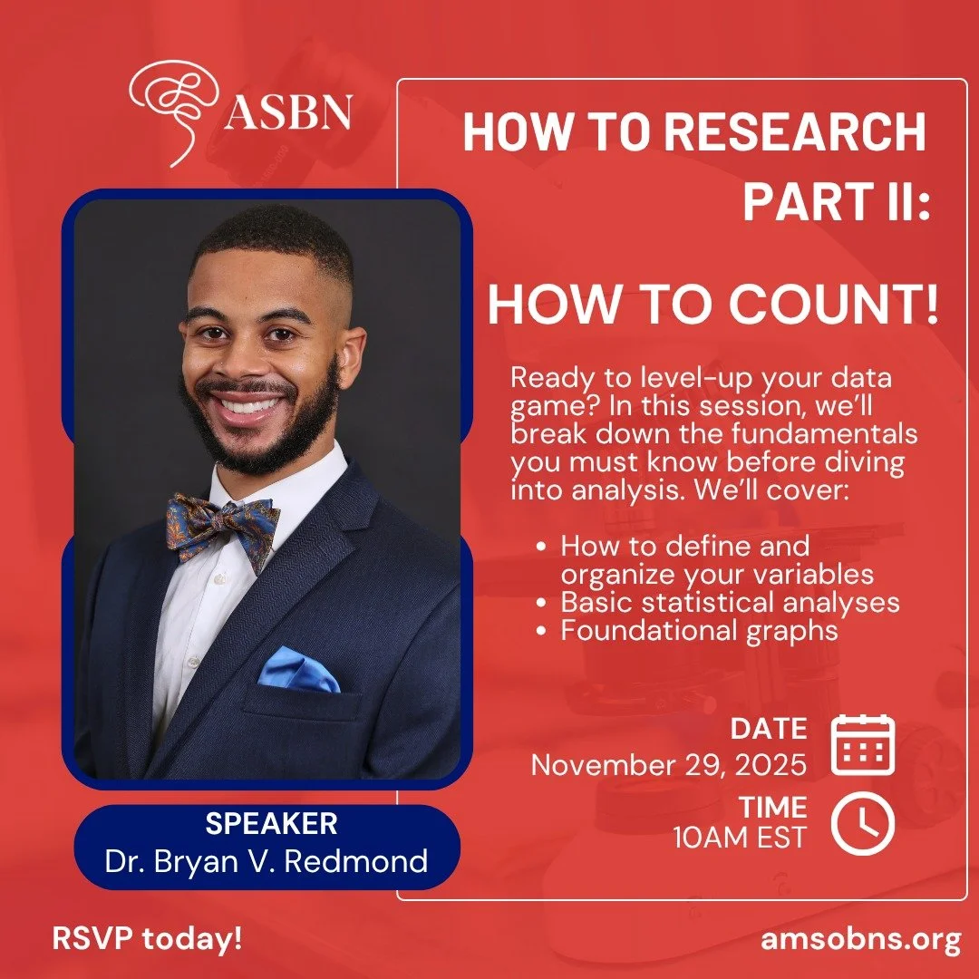 Round 2 is here! Ready to level up your data game with ASBN? After a highly successful first session, we&rsquo;re back by popular demand! Led by Dr. @bryanvredmond, ASBN Research Committee Chair, this workshop will break down the fundamentals you mus