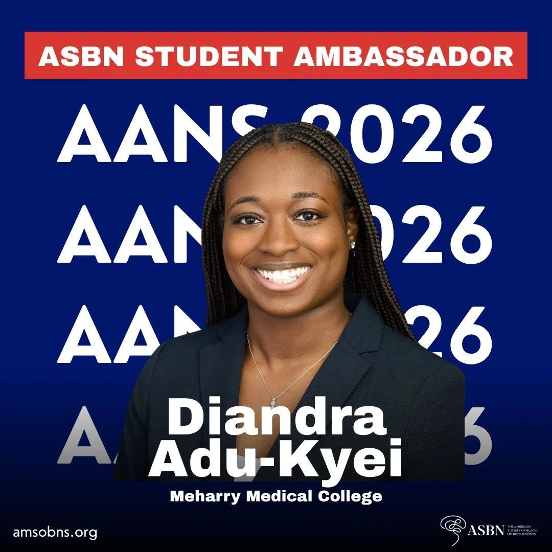 Meet our ASBN Student Ambassador at AANS 2026 &mdash; Diandra Adu-Kyei from @meharrymedicalcollege! Diandra is representing the next generation of Black neurosurgeons on the national stage this week. Follow her journey and cheer her on as she connect