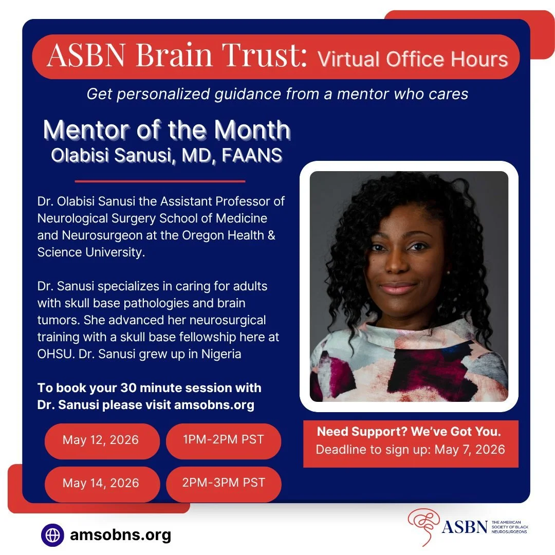 Brain Trust: Mentor of the Month | Olabisi Sanusi, MD, FAANS

Meet our Mentor of the Month: Dr. Olabisi Sanusi, MD, FAANS &mdash; neurosurgeon, educator, and leader in skull base surgery at Oregon Health &amp; Science University. From caring for pati
