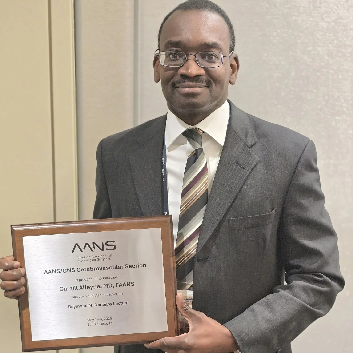 Honored to celebrate Cargill Alleyne, Jr., MD, on being selected to deliver the prestigious Raymond M. Donaghy Lecture at the 2026 @aansneuro Annual Scientific Meeting. 🧠👏🏾

Named in honor of one of the founding pioneers of microsurgery, this dist