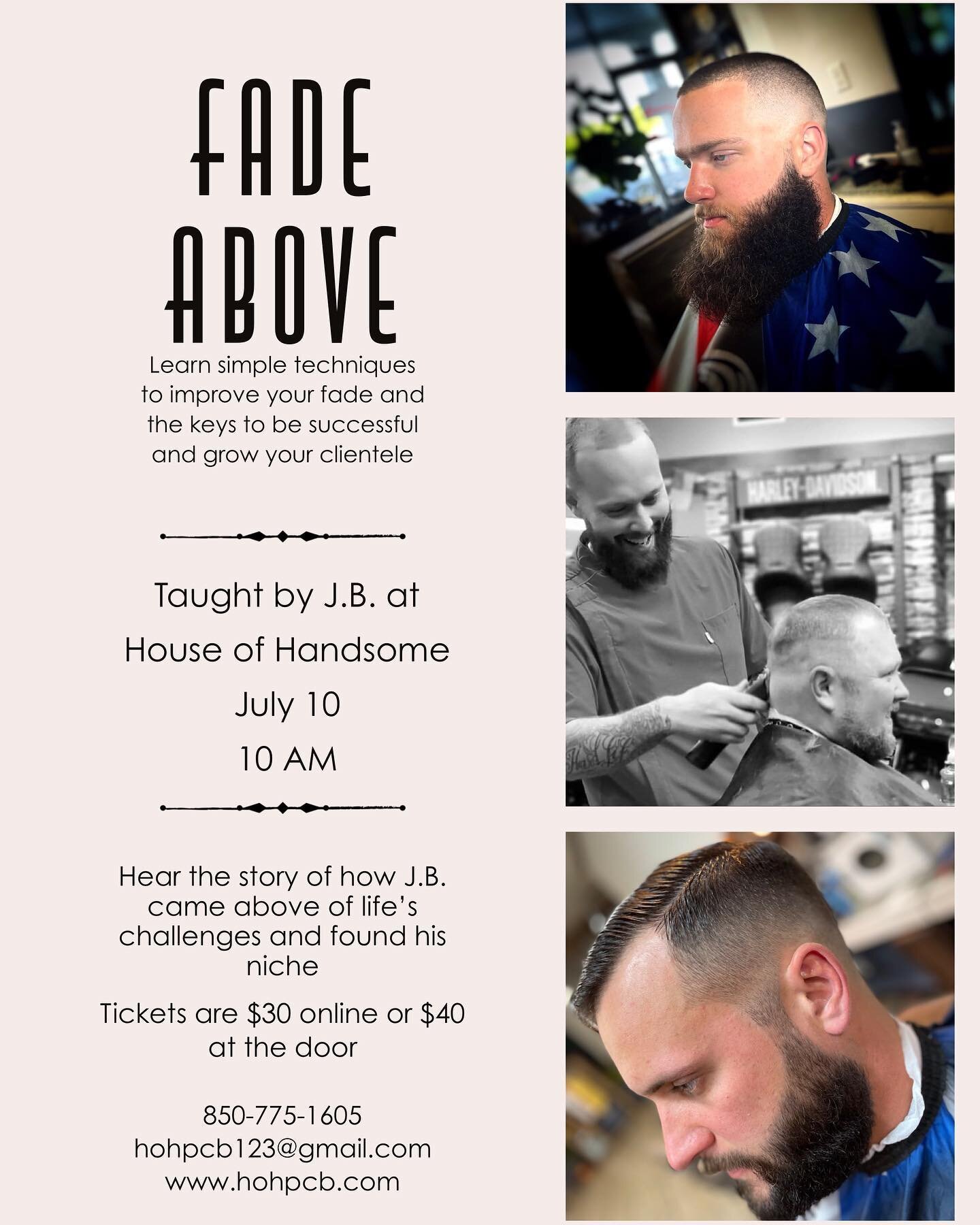 House of Handsome is pleased to announce a new workshop July 10, Fade Above. Whether you are a seasoned barber or cosmetologist, just starting to cut your teeth in the industry, or wanting to find out if this is the career choice for you this one day