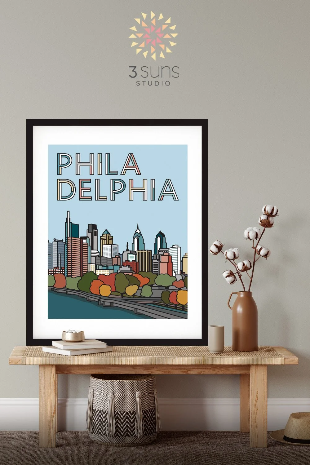This Modern Philadelphia City Skyline Art Print captures Liberty Place, City Hall and surrounding buildings.