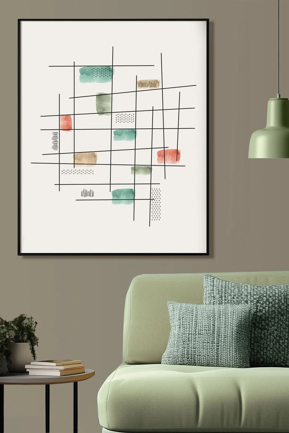 Add a touch of vintage charm to your space with this Mid-Century Modern Grid Art Print; a modern abstract art print inspired by iconic Mid-Century Salem dinnerware.