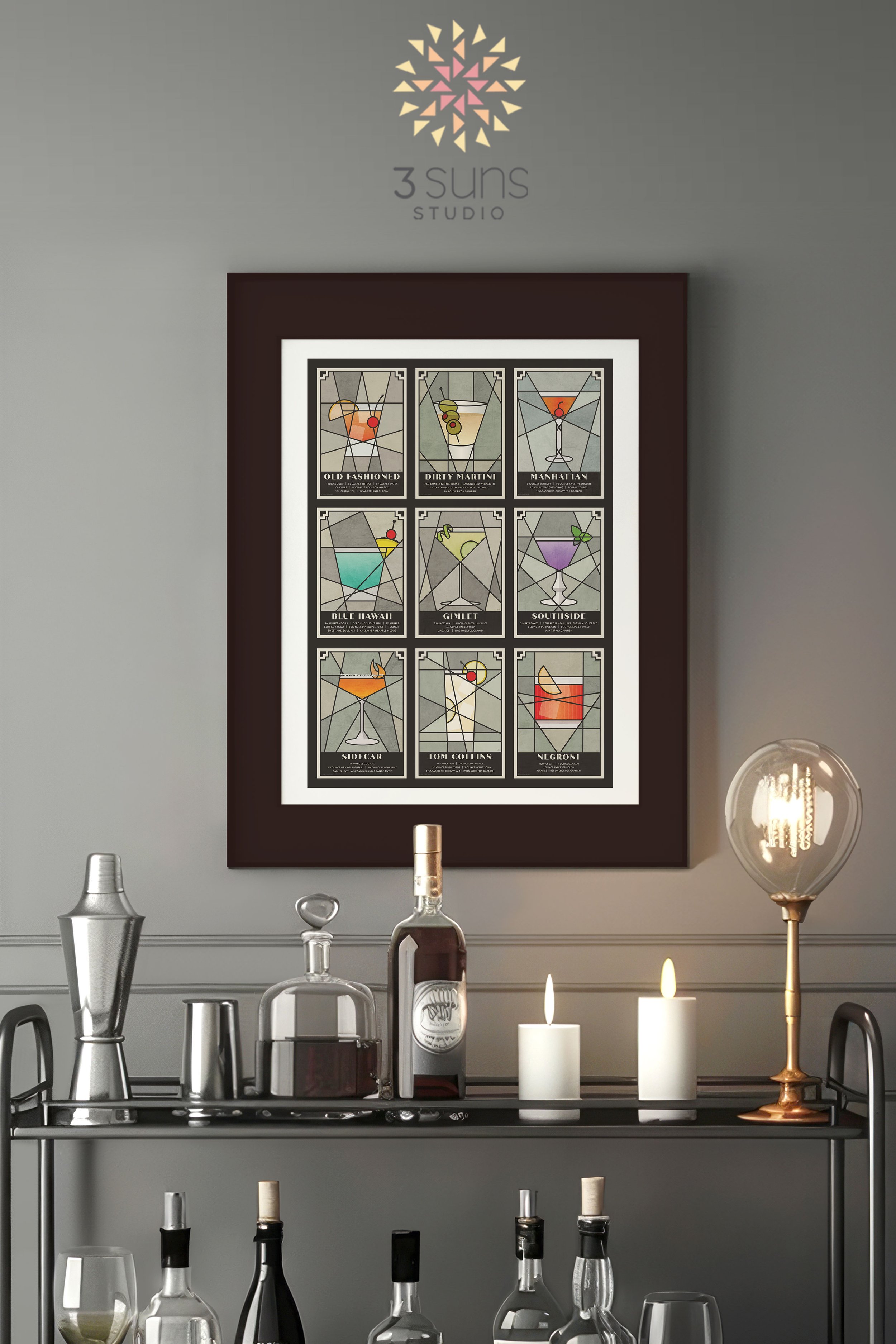 Art Deco inspired 18 x 24 inch Cocktail Poster