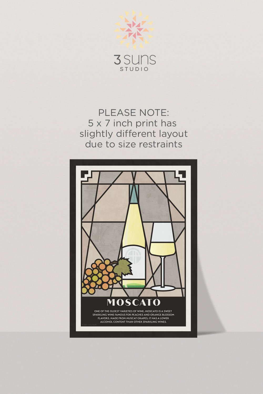 Moscato Wine Print - 5 x 7 size has ingredients only (not recipe) due to size constraints