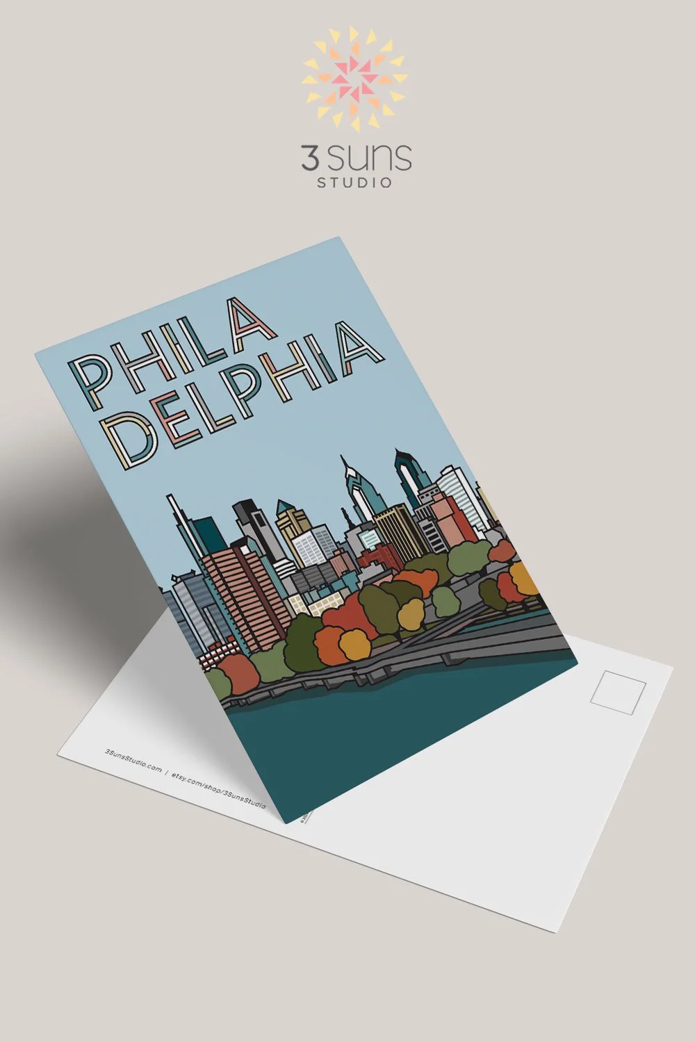 This Modern Philadelphia City Skyline Postcard captures Liberty Place, City Hall and surrounding buildings. (Copy)