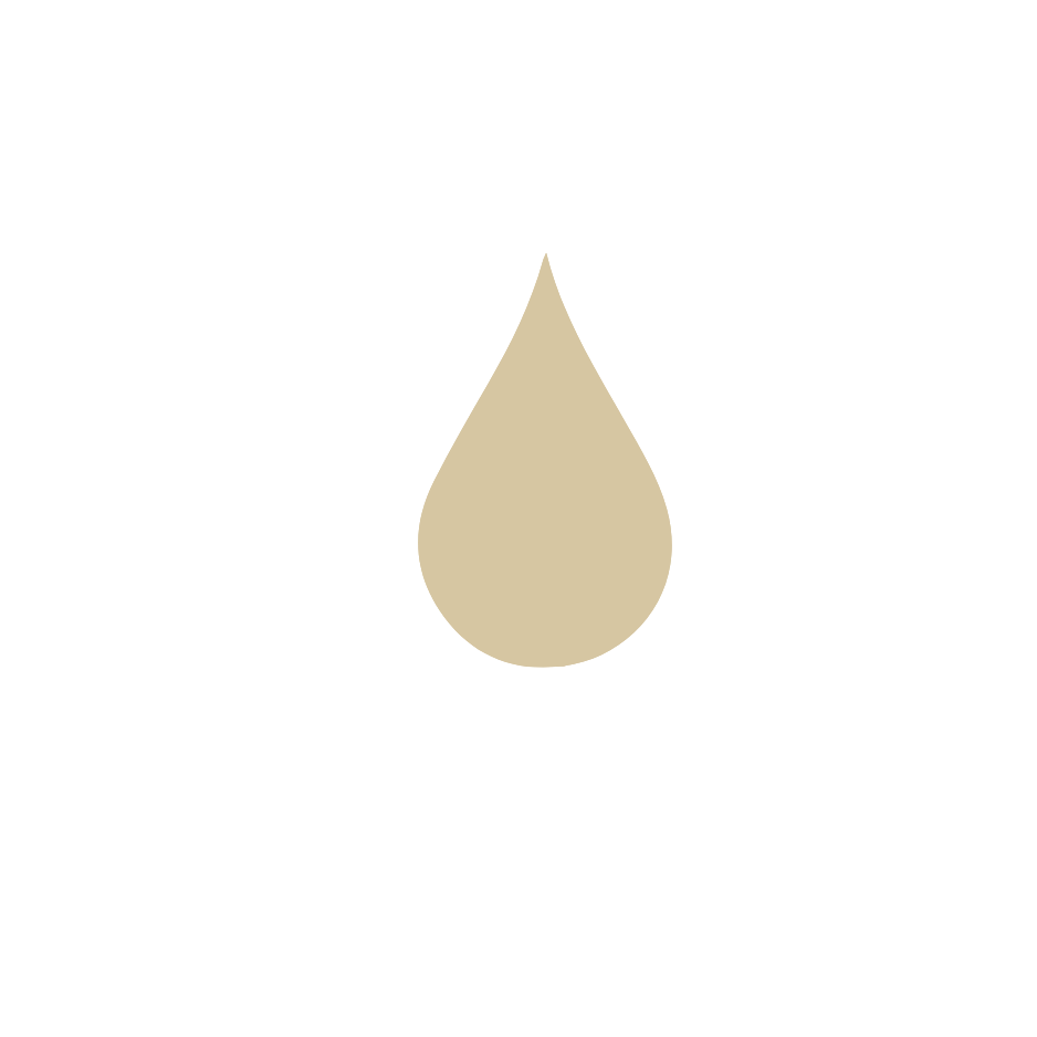A gold water droplet used as the icon for the replenish iv infusion line at The Irenic Place in Aledo, Texas for hydration, pregnancy and foundational health