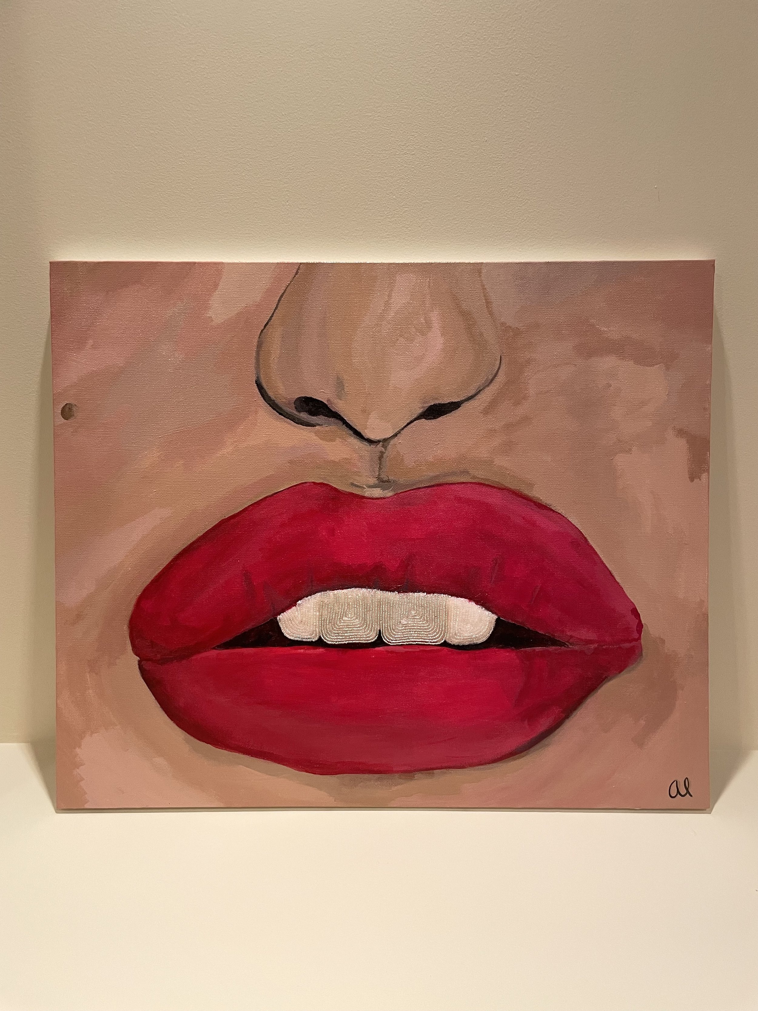 Untitled 20 x 24 Acrylic on canvas with beaded detail