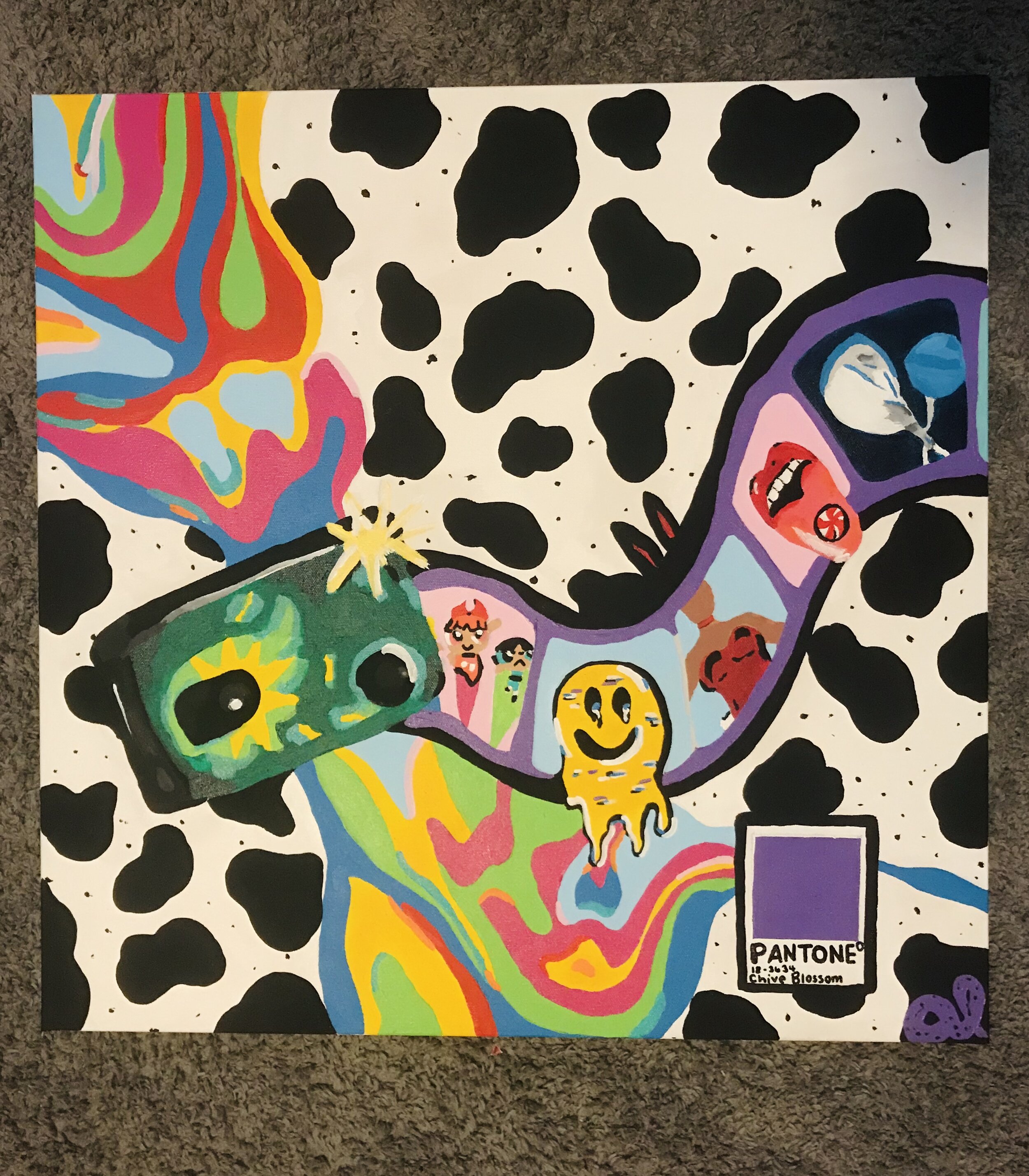 Untitled (cow print) 24 x 24 Acrylic on Canvas (SOLD)