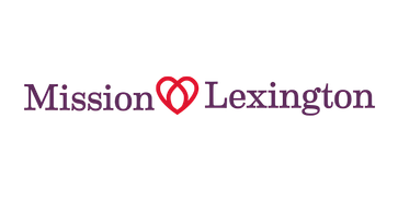 Logo with the text 'Mission' in purple, a red heart symbol, and 'Lexington' in purple.