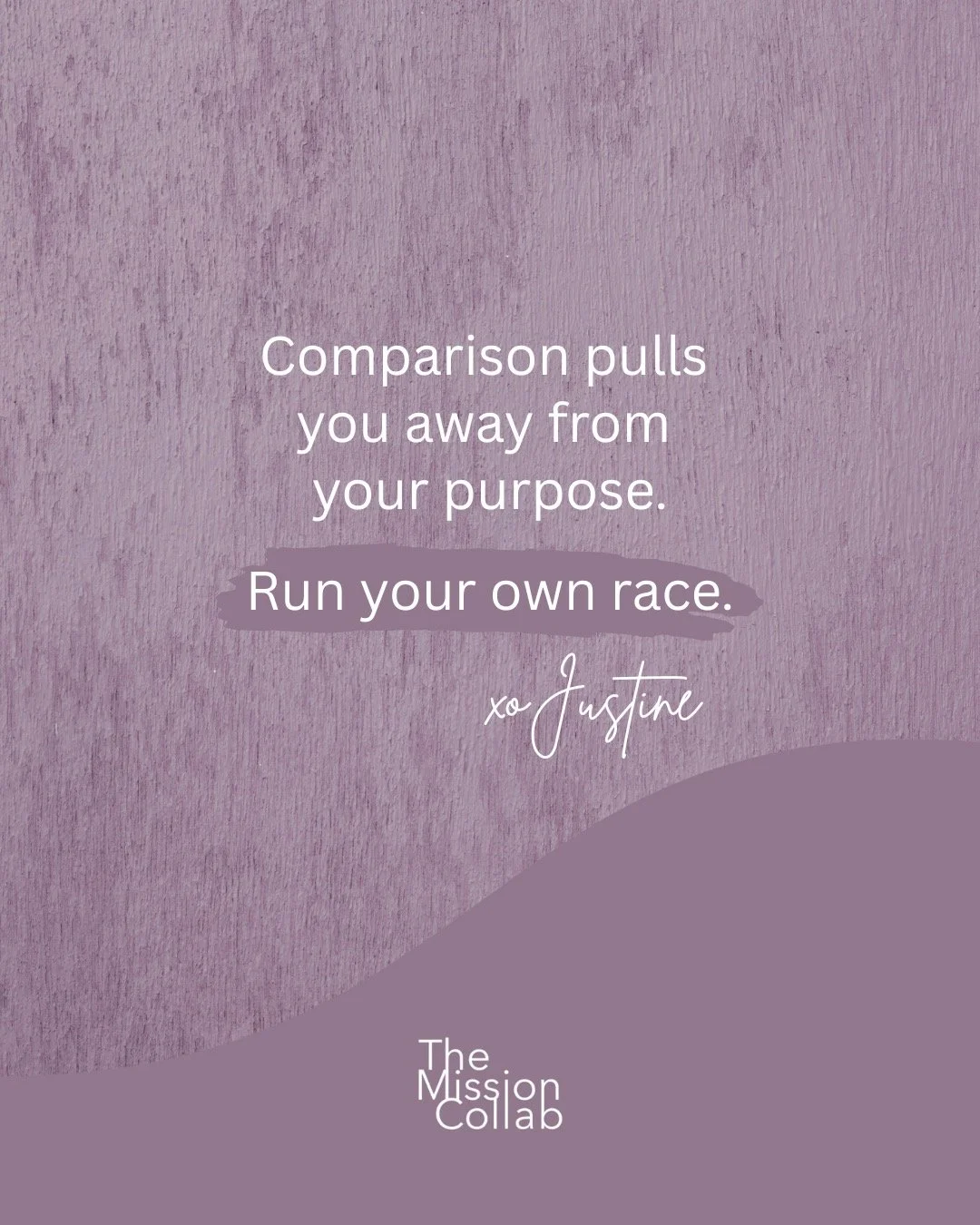 When you measure your progress against someone else&rsquo;s, you lose focus and joy. Success grows when you keep showing up for your own path, in your own way. Run your own race.

xo Justine
P.S. Read the whole post &quot;Reminder: Comparison Steers 