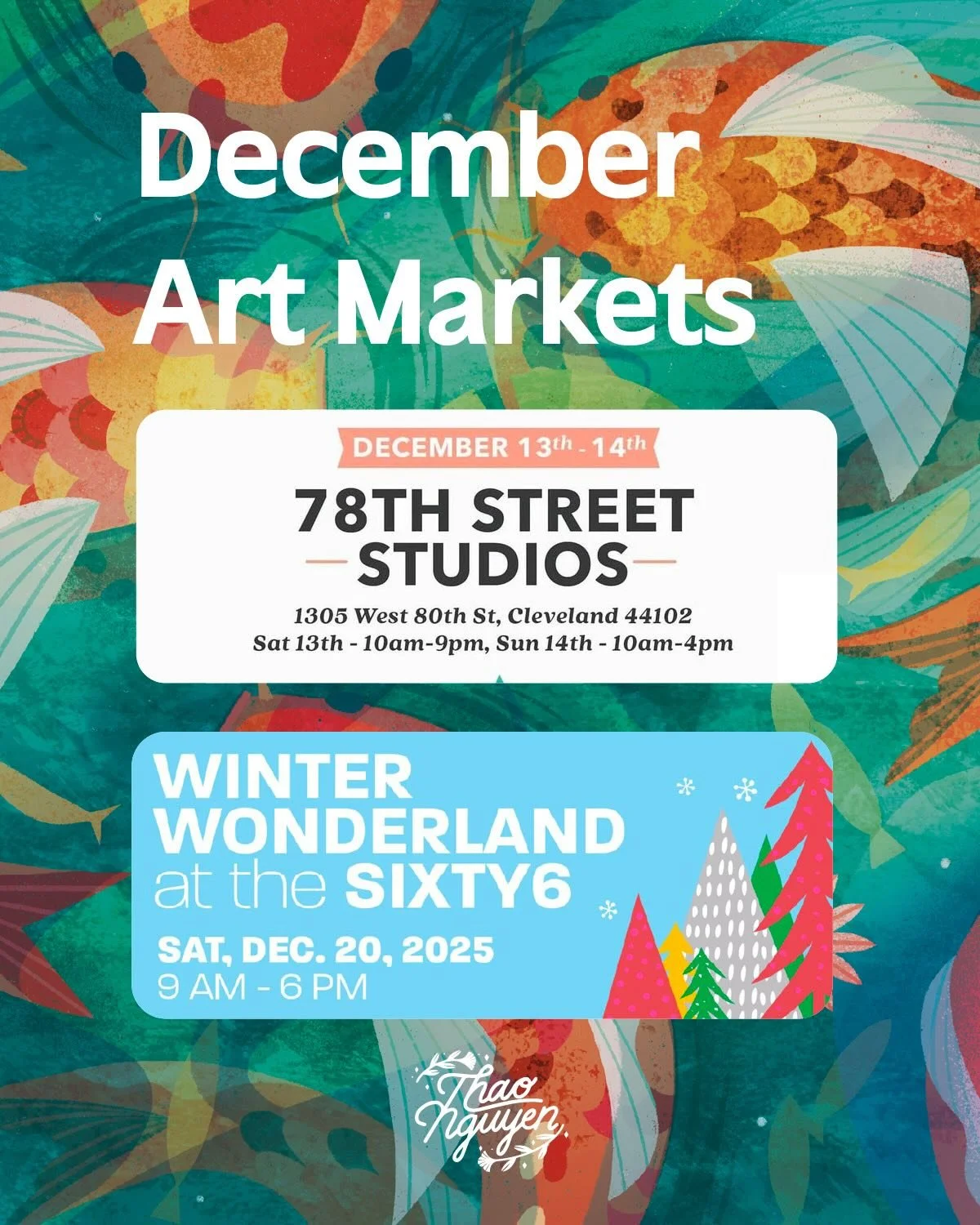 This December, I&rsquo;ll be at @clebazaar at 78th Street Studios and participating in the Holiday Market at the MidTown Collaboration Center&rsquo;s Winter Wonderland (located in The Sixty6!) Come say hi ⭐️

Both events will have a TON of amazing ve