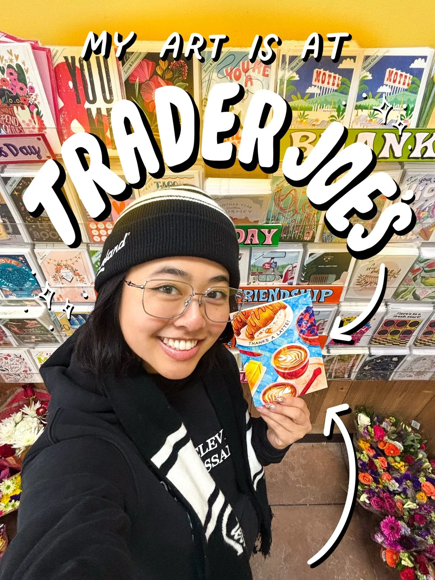 Thanks a latte Trader Joe&rsquo;s!! My heart is full of croissants 🤠 look out for my card design at your local grocery store