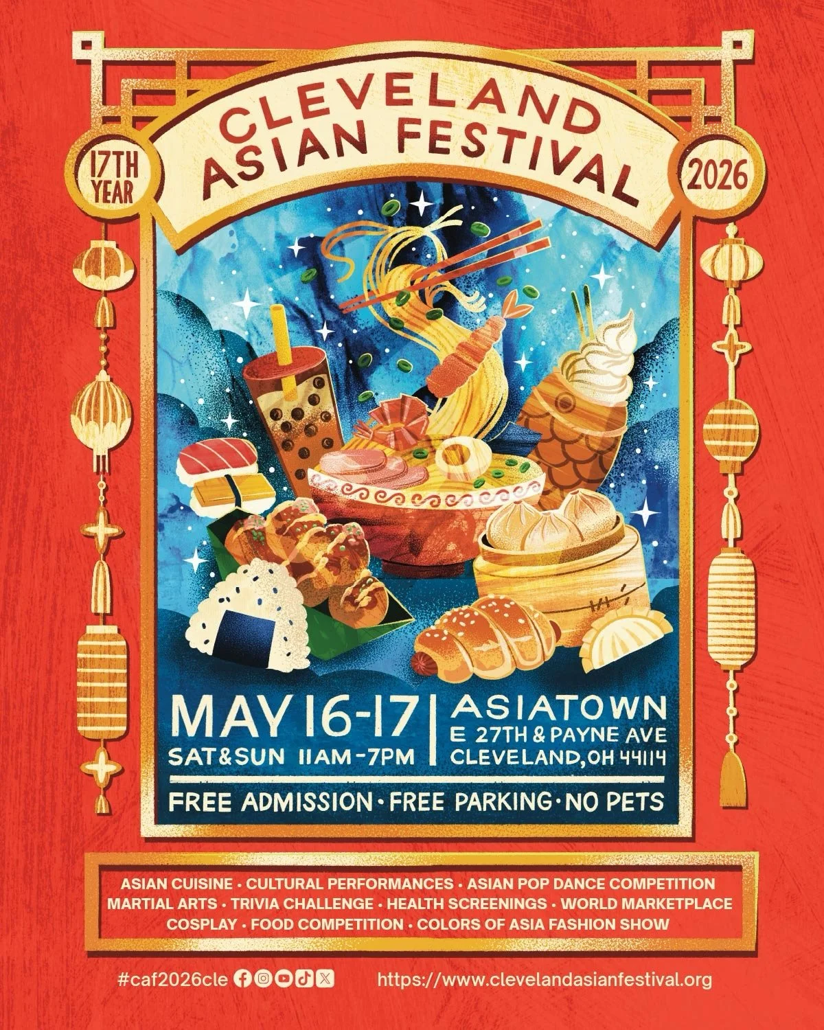 Thank you to Lisa W., Wayne Wong, Johnny K. Wu, and everyone on the committee for letting me create the official 2026 Cleveland Asian Festival poster. 

I got to meet and talk with the founders and learned how passionate they are about food and bring
