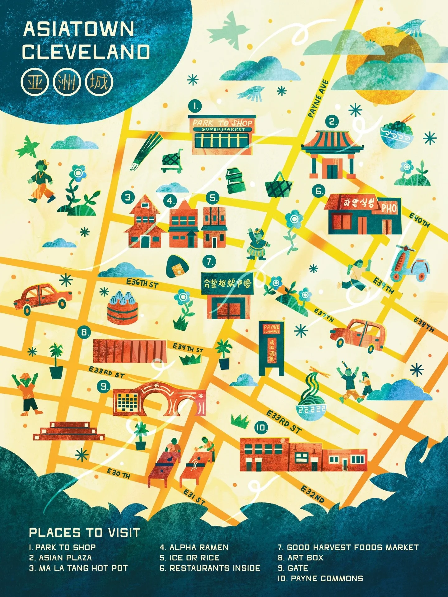 Made this piece for my recent exhibit at the @clevelandpubliclibrary. Had fun making a little map of AsiaTown :) 

Check out the exhibit at

📍 325 Superior Ave, Cleveland, OH 44114