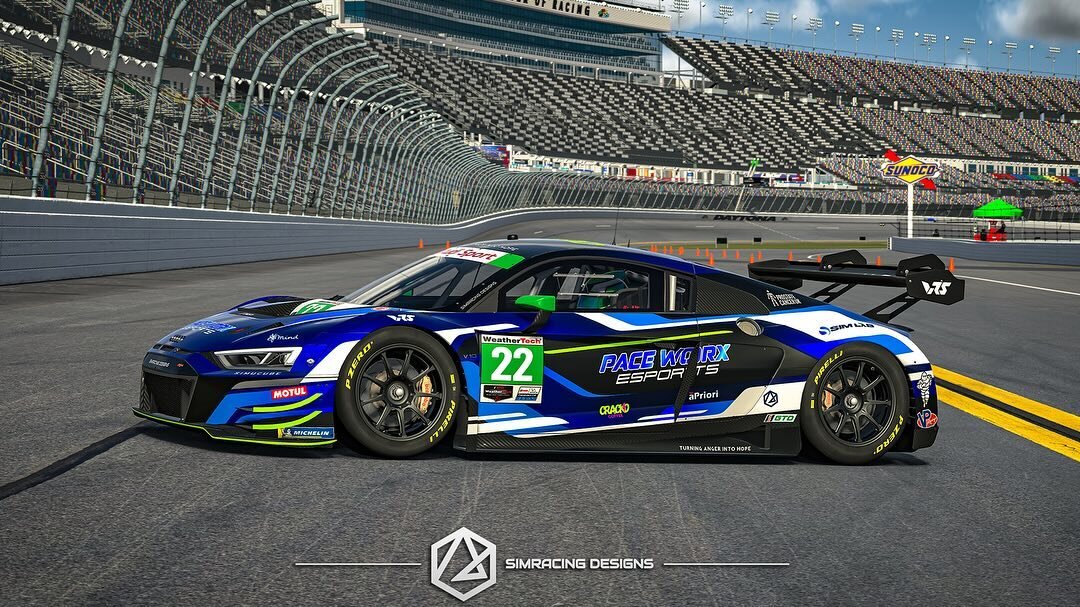 Working through those Daytona 24 liveries. Here is another car added to my friends over at @pace_worx_esports 

Sporting a new spec map which pops 💯 #simracingdesigns #srd #simracing #liverydesign #imsa #iRacing