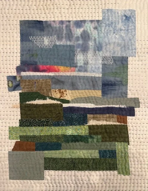 Imaginary Landscape. Hand stitched fabric scraps.