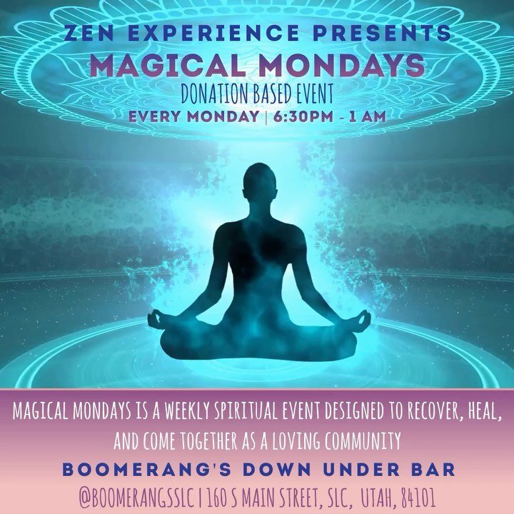 Join us for ✨Magical Mondays✨
✋Palm Readings
🧘&zwj;♀️Yoga
🎶Sound Bath
🧿Breath Work
Bring a yoga mat &amp; the DJ starts @7:30.
Event is upstairs in the nightclub 🤍