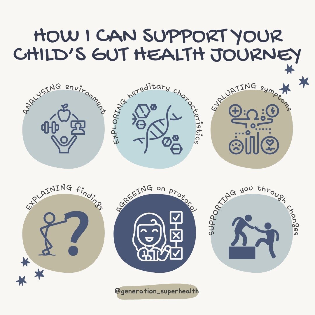 HOW can I, as a registered nutritional therapy practitioner and functional nutritionist support your child's gut health journey? 🌿✨

As a passionate Nutritional Therapist, my mission is to guide your child towards optimal gut health, ensuring they t