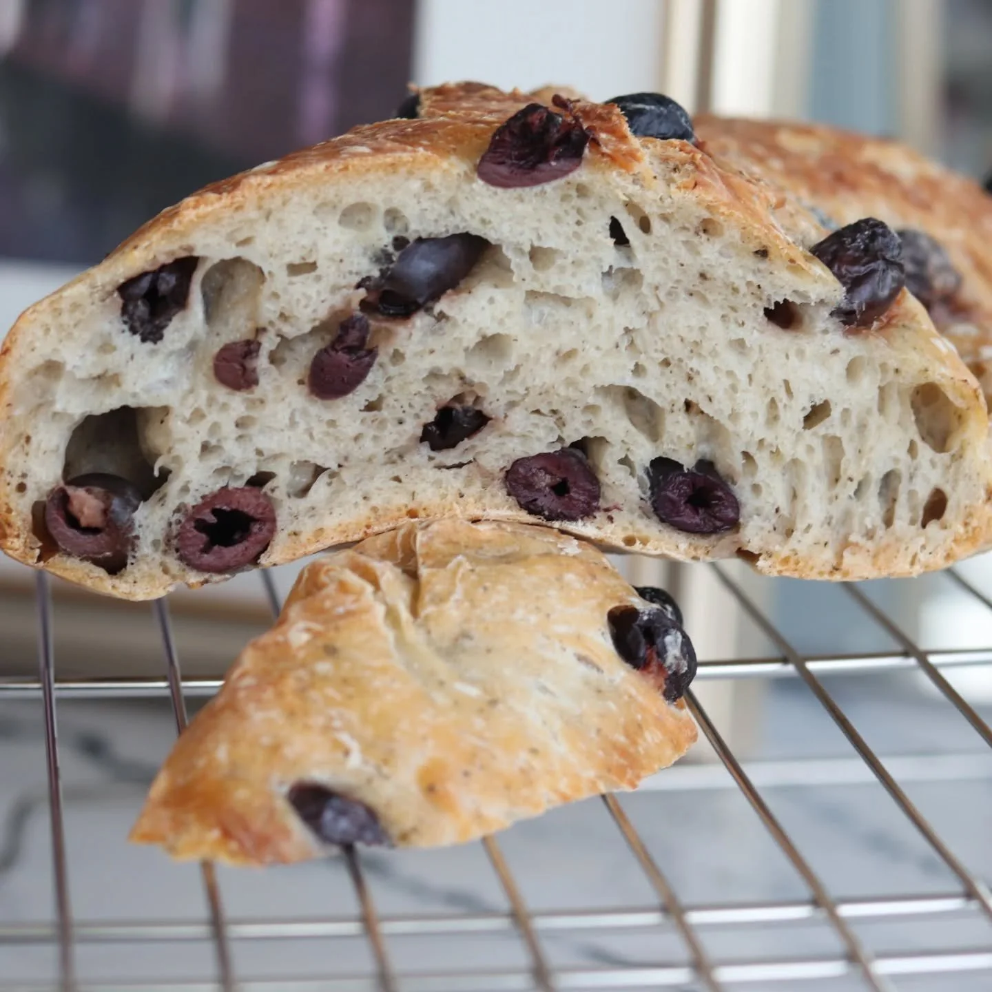 Working on making the BEST Olive Bread ever!  So far, I've nailed the flavour!  Working on a better crumb and a thicker crust!  Will post the &quot;up to my standards &quot; Olive Bread when done.  Stay tuned...

#homebasedbakery #torontoeats #bakedg