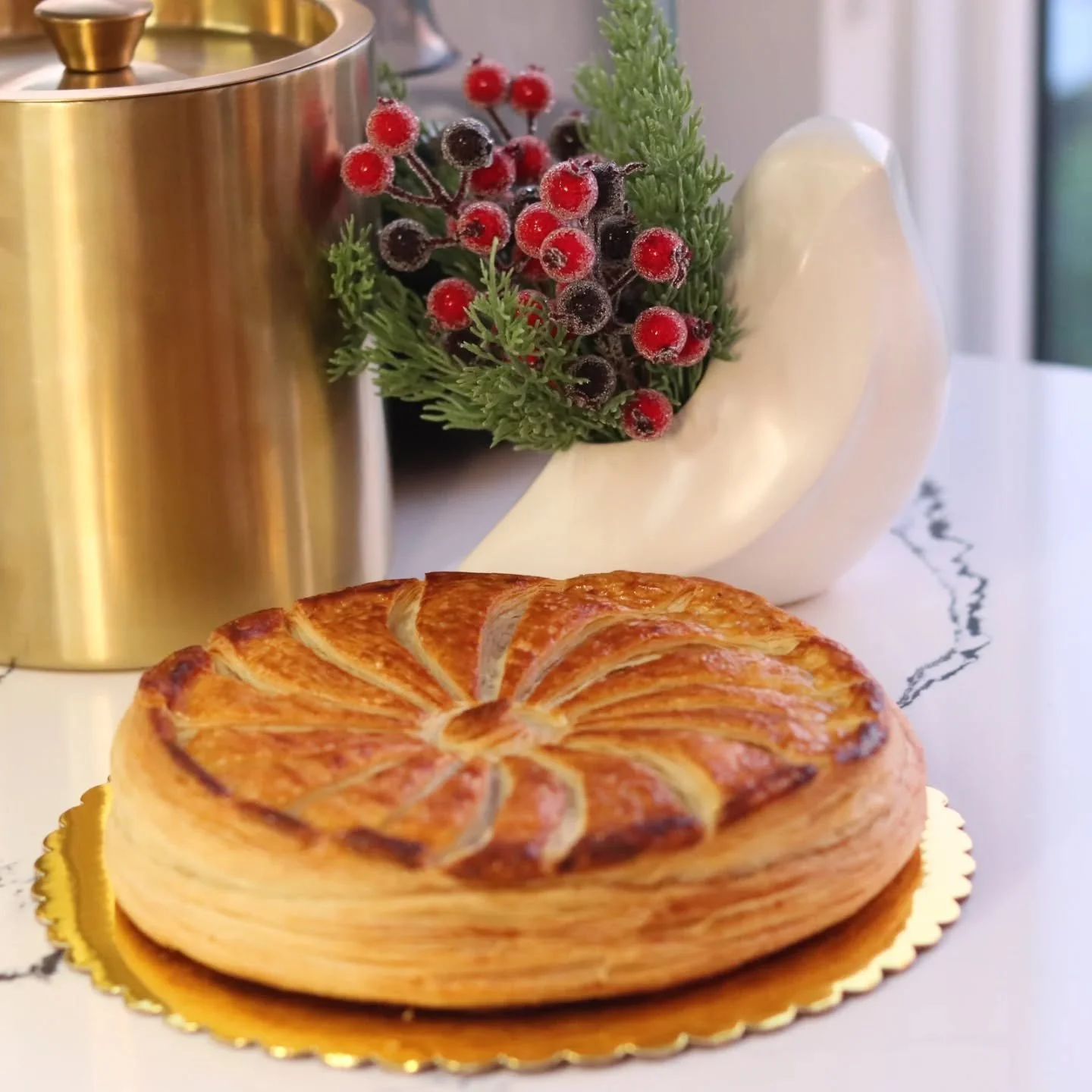 A tradition I remember getting so excited about.  My parents would pick up the traditional Galette des Rois, and I would be so excited about finding the "f&egrave;ve". Now I bring the excitement to others by baking it for them.  Layers and 