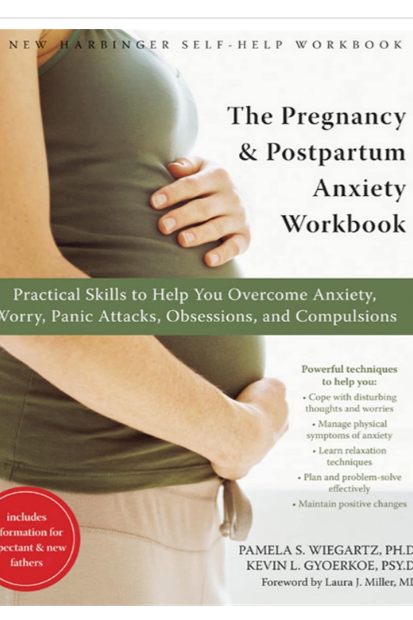 Cover of The Pregnancy & Postpartum Anxiety Workbook showing a pregnant person holding their belly