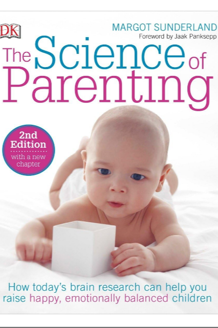 The Science of Parenting book cover featuring a baby holding a white cube, by Margot Sunderland.