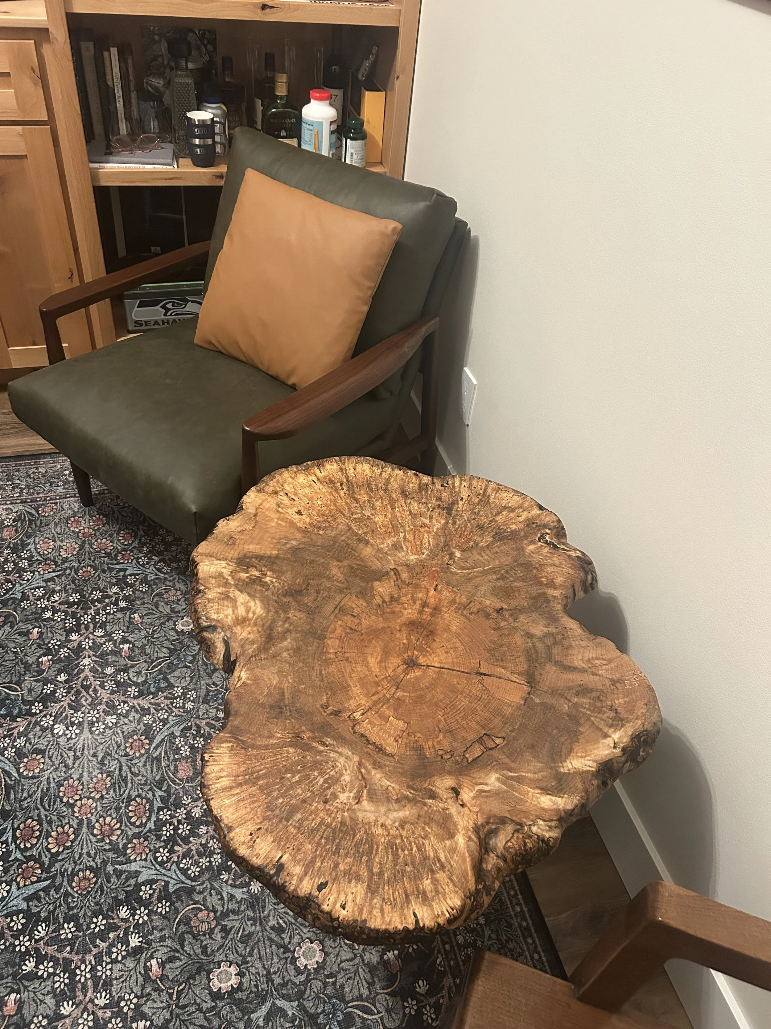 burl side table