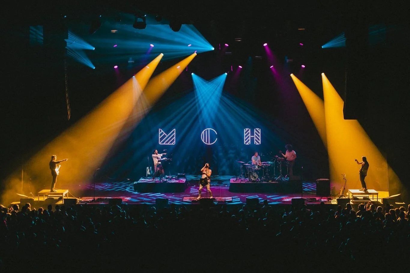 Custom LED stage logos for arena tours // Woodshed Stage Art