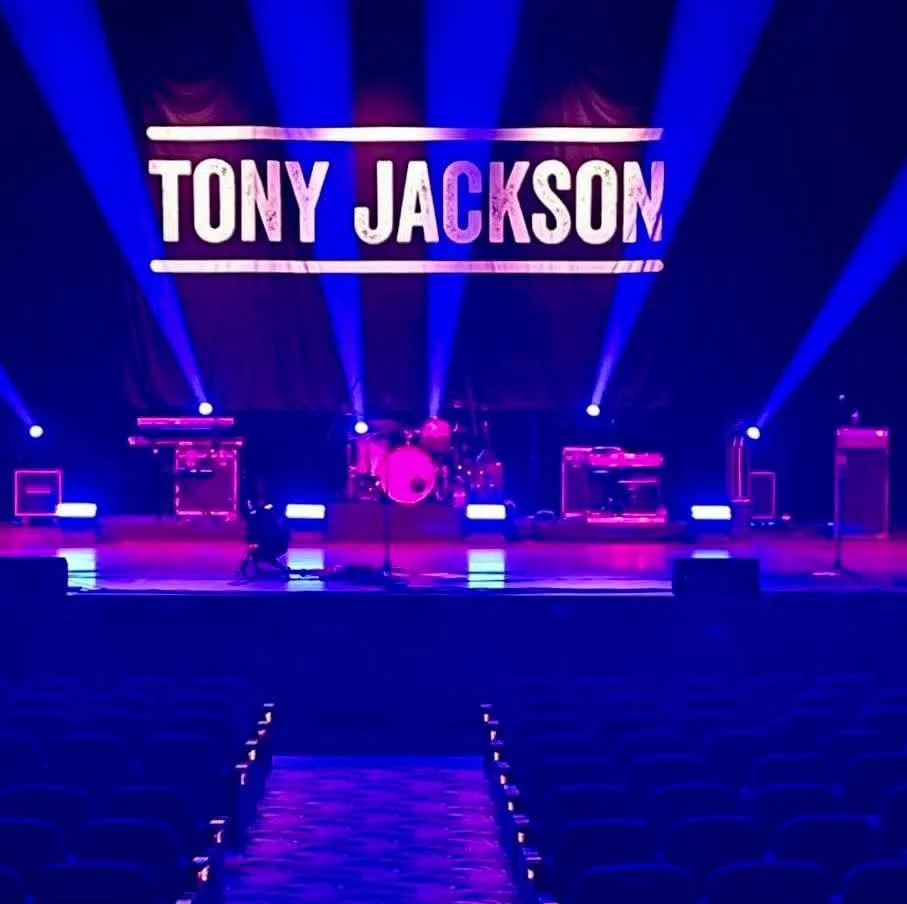 Backdrop for @tonyjacksonmusic. He's been flying this backdrop since 2018!

// #tonyjackson #branding #stageart #backdrop #woodshed