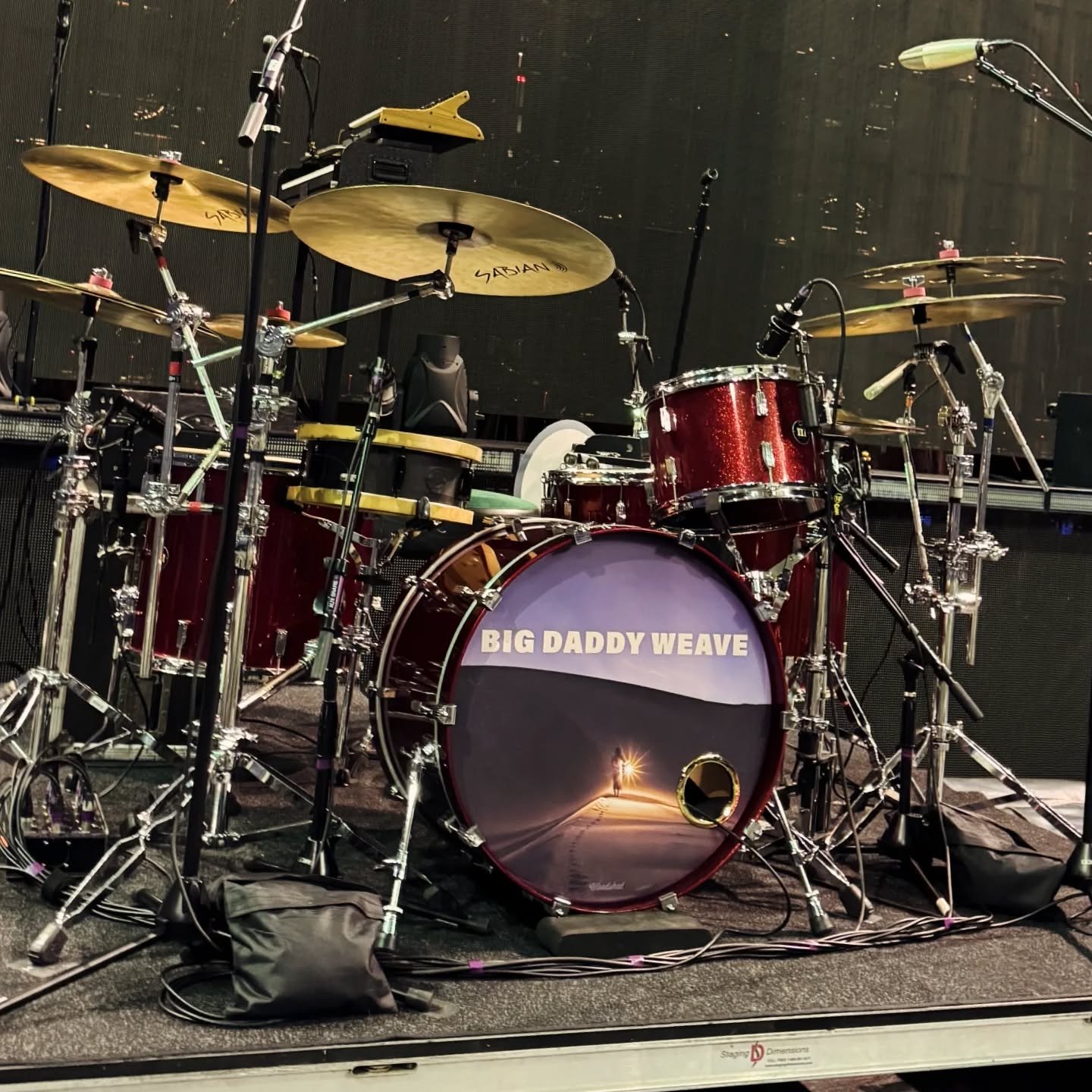 Check out @brianbeihldrums' setup behind @bdwmusic!

The band kicked off their tour in support of @themercyme last night in Greensboro, NC.

// #bigdaddyweave #stageart #branding #drums #woodshed