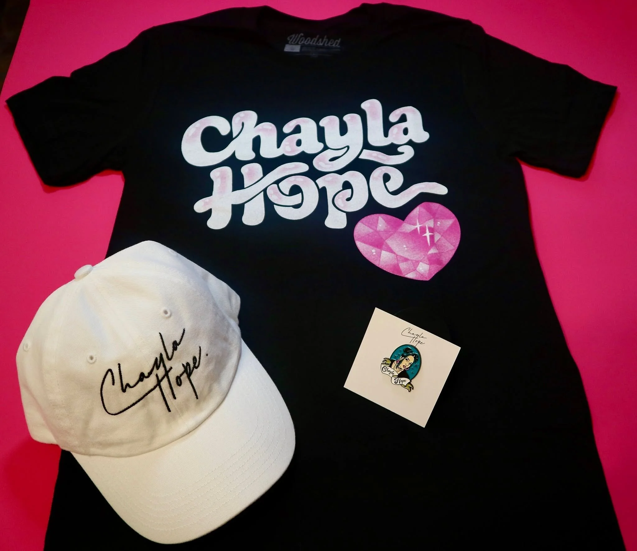 Merch for @chaylahope!

// #chaylahope #branding #stageart #merch #embroidery #hats #pins #enamelpin #screenprint #tees #dtg #dtf #woodshed