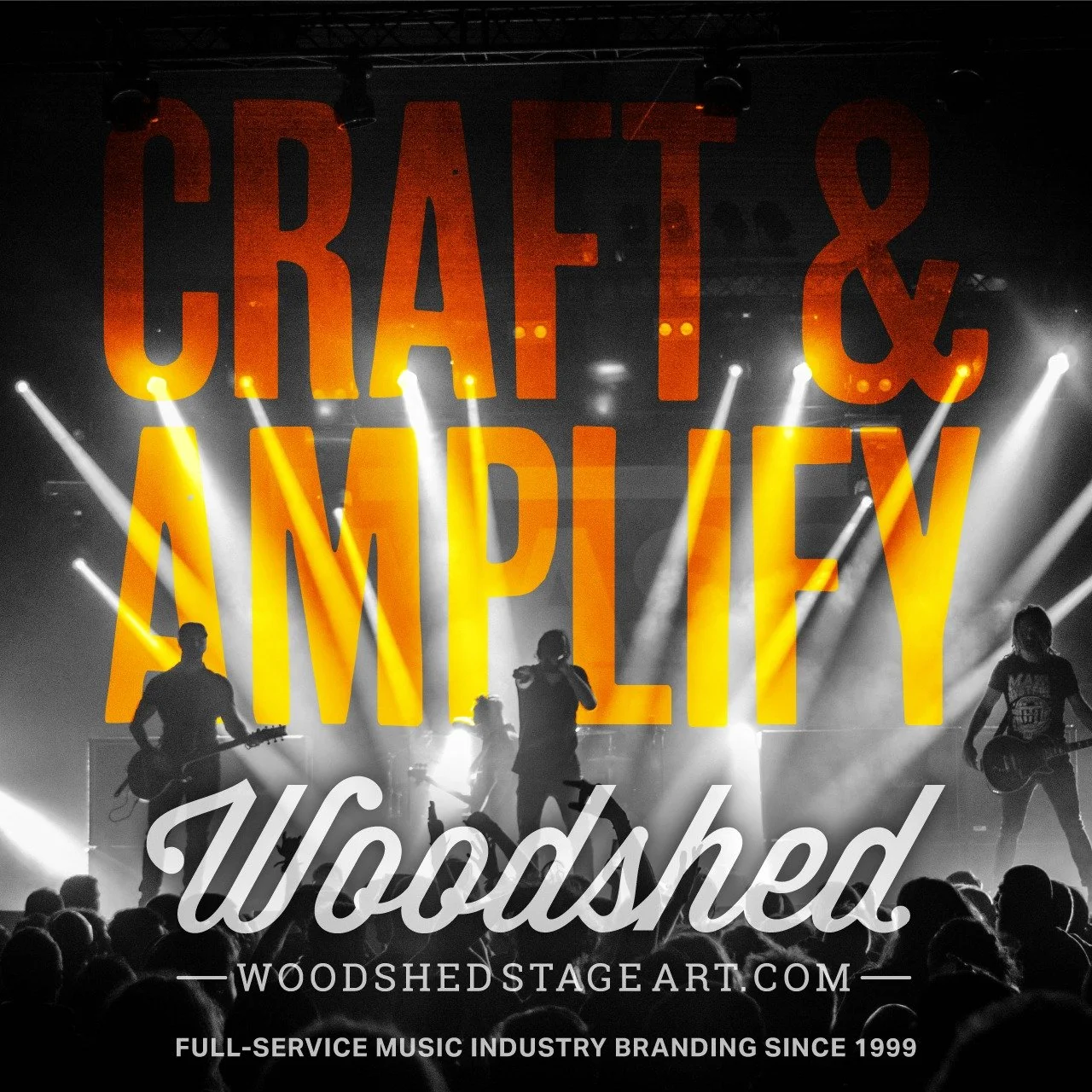 Your tour partner, from concept to load-out. 🤝

Since 1999, Woodshed Stage Art has been the ultimate single-source branding partner for touring musicians, delivering end-to-end tour branding from custom stage backdrops and drumheads to premium merch