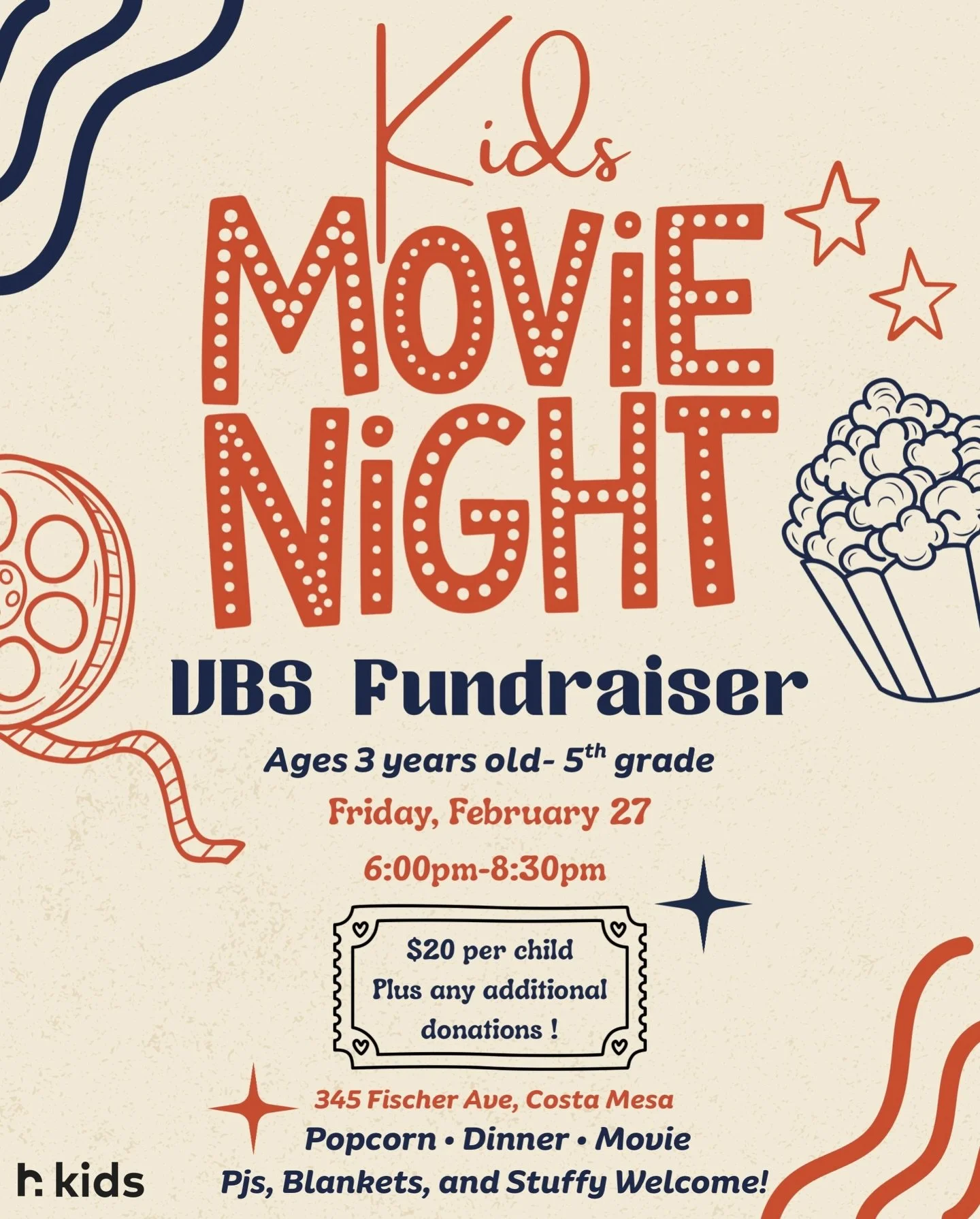 Drop off your kids, enjoy your night, and help us build an unforgettable VBS 💛
🍿 Friday, February 27
⏰ 6:00&ndash;8:30pm
📍 Rockharbor Church
Ages 3 yrs&ndash;5th grade, $20 per child
🔗Sign up Link in Bio!!