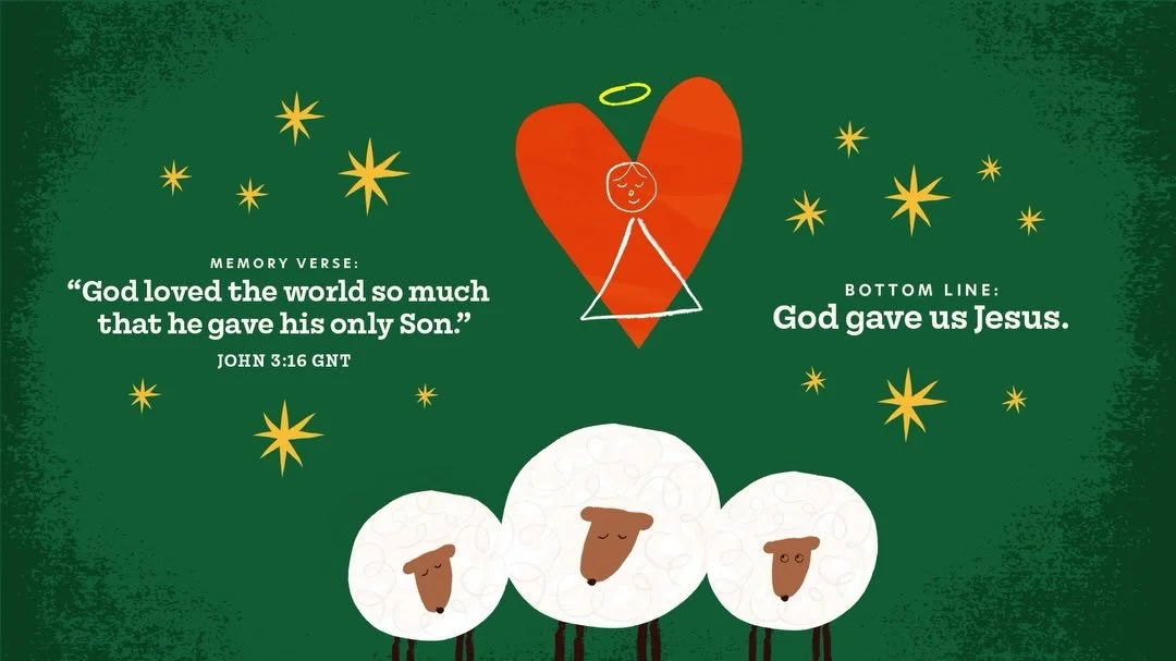 December memory verse to practice at home with the kids 💛 

2s-kinder: &ldquo;God loved the world so much that he gave his only Son.&rdquo; John 3:16 GNT 

Elementary: &ldquo;Today in the town of David a Savior has been born to you. He is the Messia