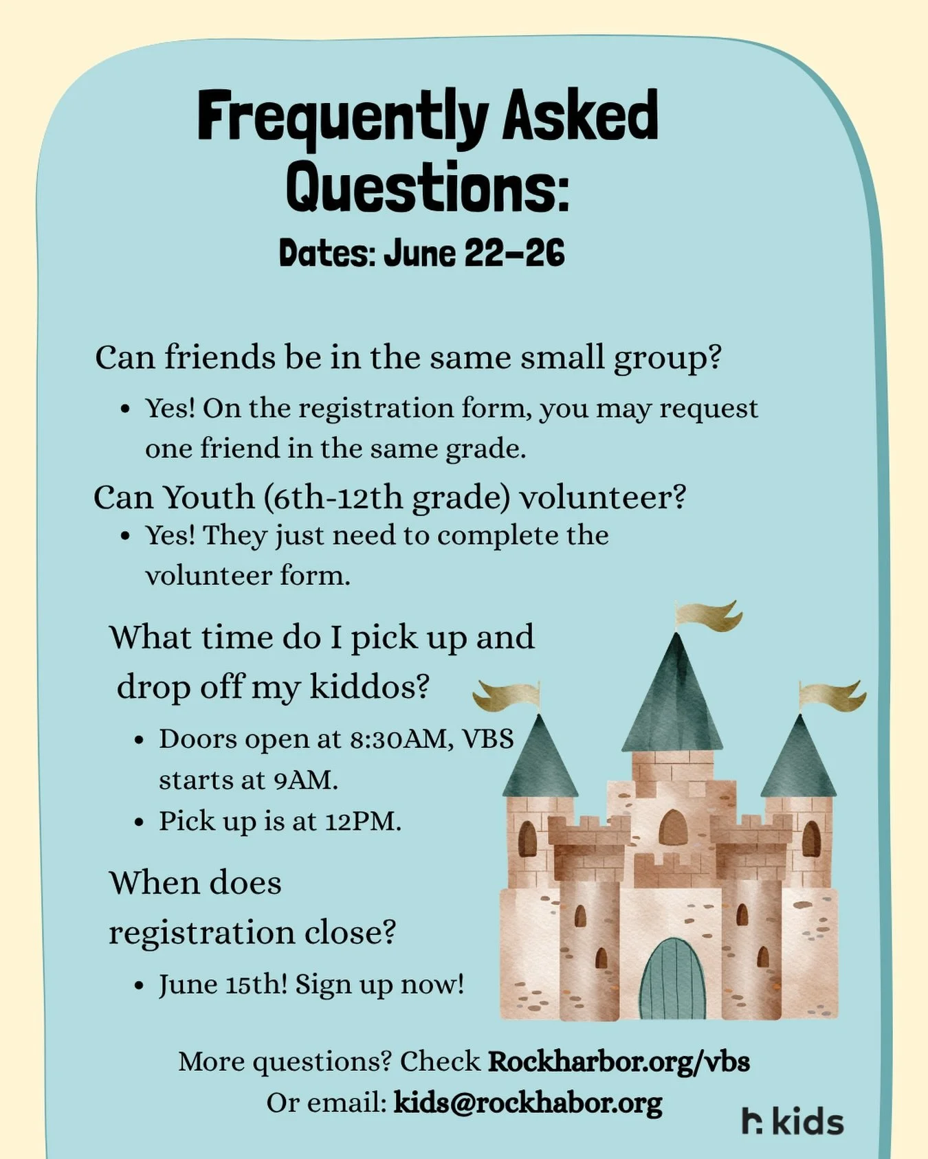 11 DAYS AWAY! We cannot wait to see you there! Sign up today, deadline is June 15! See you there #vbs @rockharborchurch