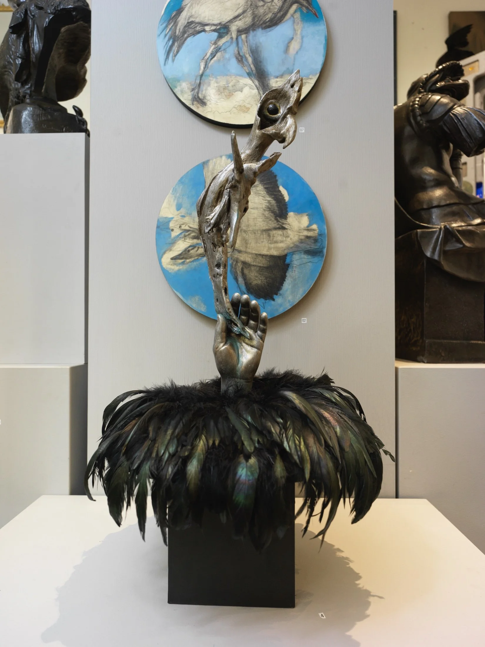 My sculpture Connaturalis 2023 Samantha's painting behind