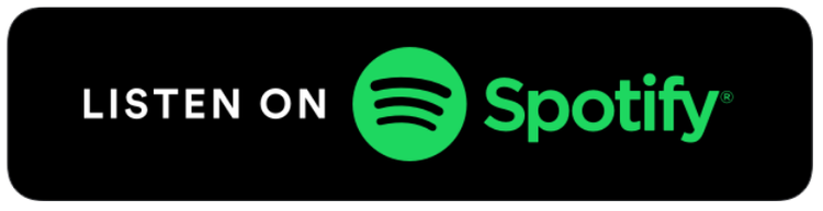Listen on Spotify logo with text and green Spotify icon on black background.