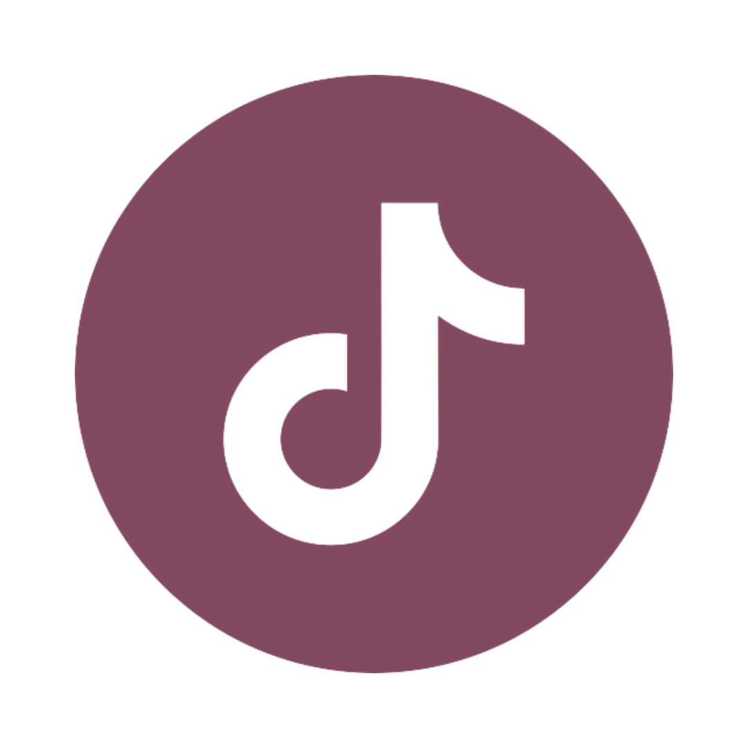 Dark purple TikTok logo on light purple circle background.