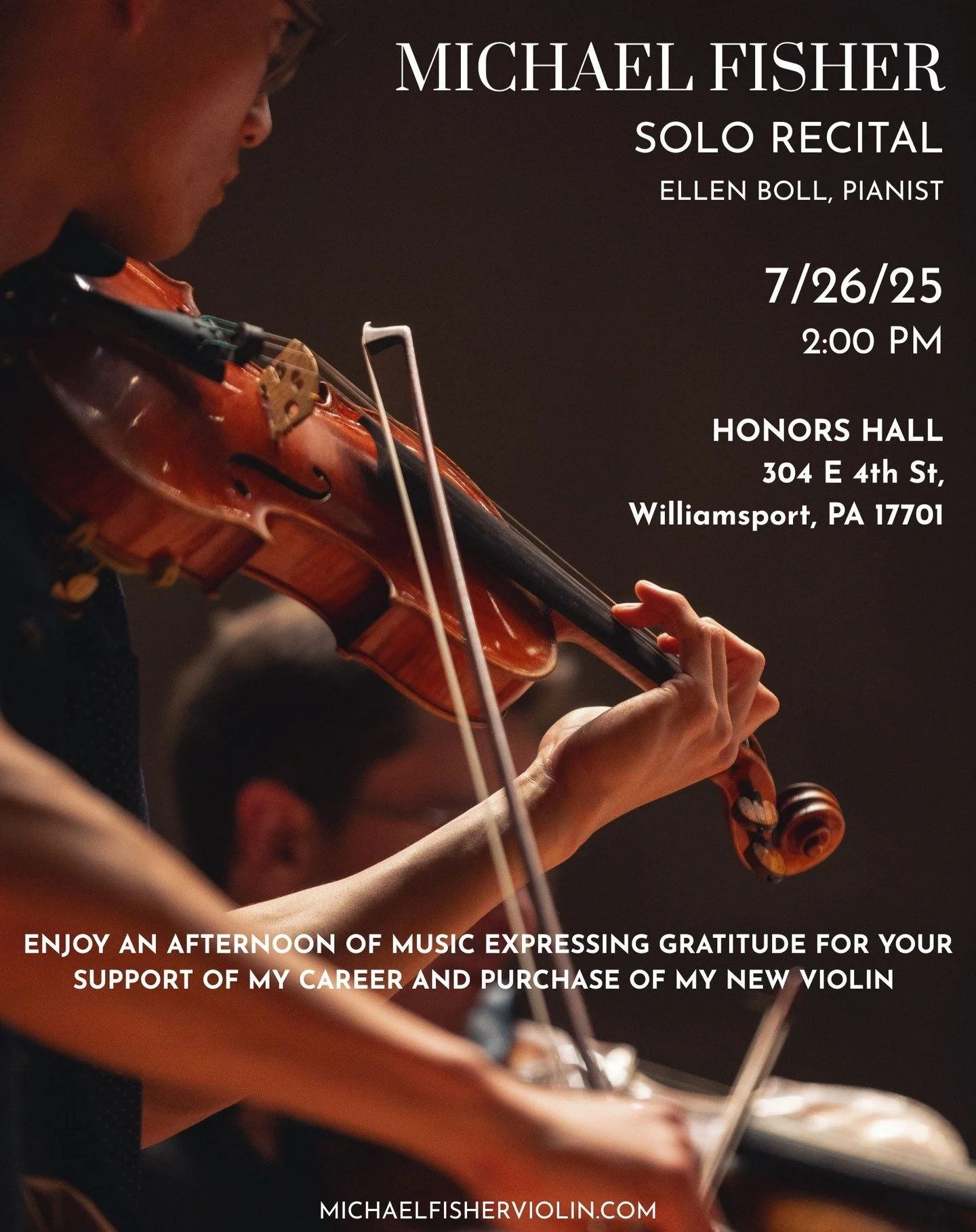Hi everyone! I am thrilled to invite you all to a recital I will be offering with Ellen Boll on July 26th at 2pm EST. The recital will be hosted by Lycoming College at their Honor's Hall in Williamsport, PA located here: https://g.co/kgs/RPdsGxd
If