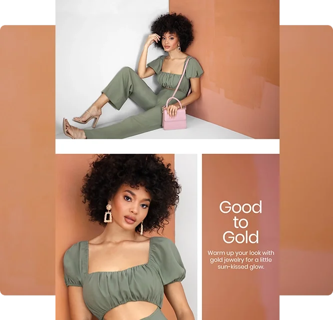 Windsor Fashions email campaign featuring Spring outfits styled with neutral tones and gold accessories.