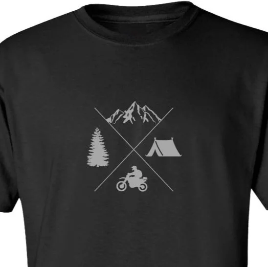 Adventure Motorcycle Men's Short Sleeve T-Shirt Black/Grey